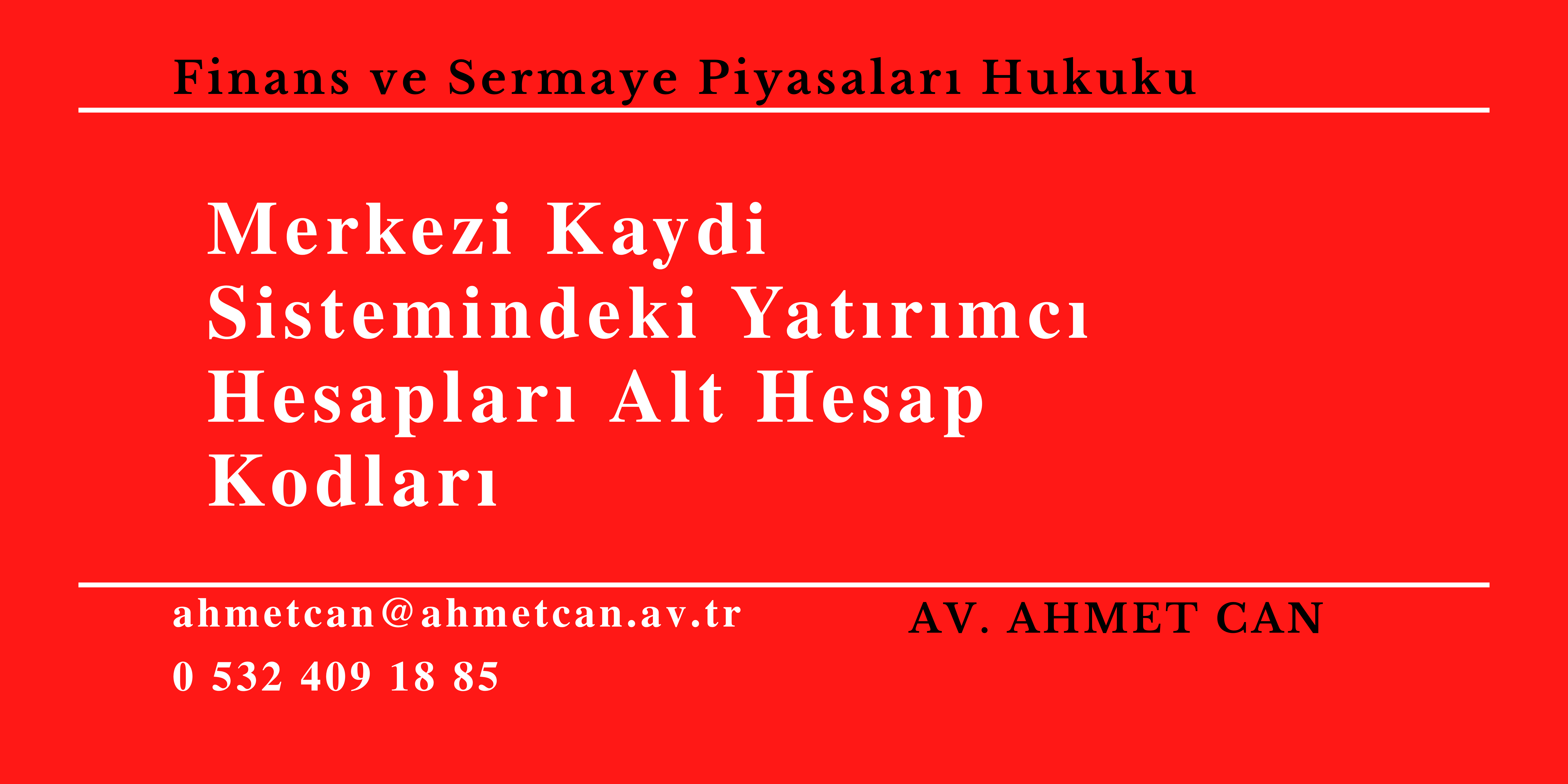 Merkezi Kaydi Sistemindeki Yat�r�mc� Hesaplar� Alt Hesap Kodlar� 